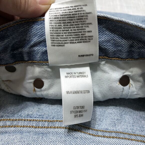 AGOLDE 90s Mid Rise Loose Fit Jeans Women 33 Snapshot Distressed Light Wash - Picture 11 of 15